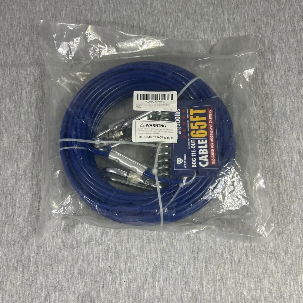 Tie Out Cable for Dogs up to 300Lbs, 65Ft Extra Strong 1Klbs Break Strength NEW - Picture 6 of 8